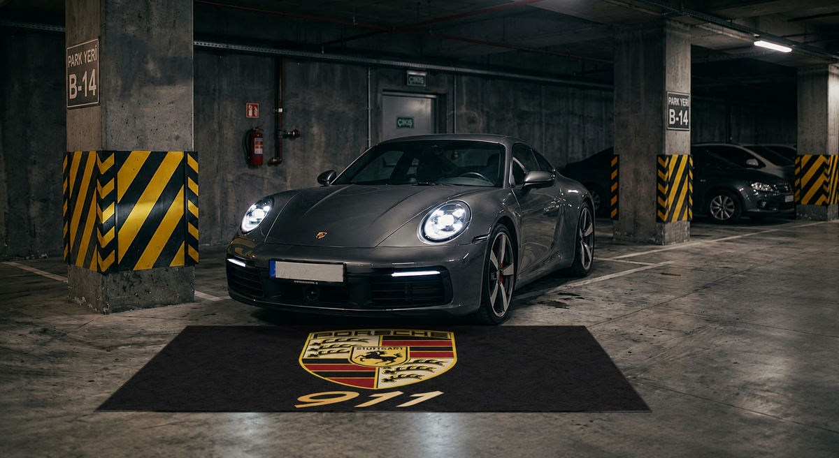 Porsche 911 Garage Floor Mat 5x7 FT (60x87 Inches)