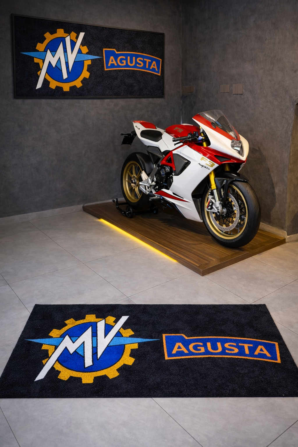 MV AGUSTA Motorcycle Garage Mat – Premium Garage Floor Protection 32x87 Inch