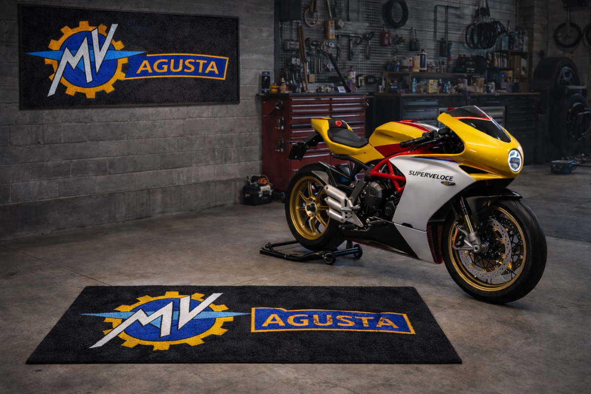 MV AGUSTA Motorcycle Garage Mat – Premium Garage Floor Protection 32x87 Inch