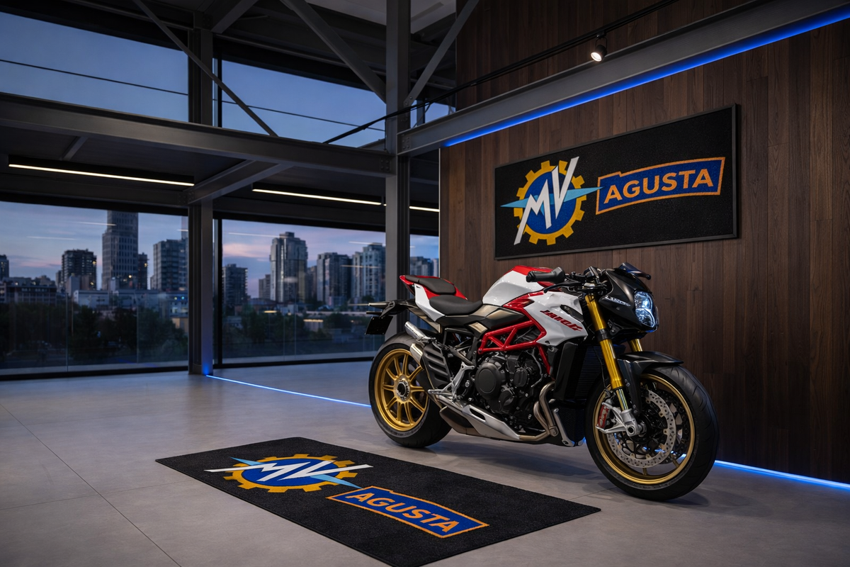 MV AGUSTA Motorcycle Garage Mat – Premium Garage Floor Protection 32x87 Inch