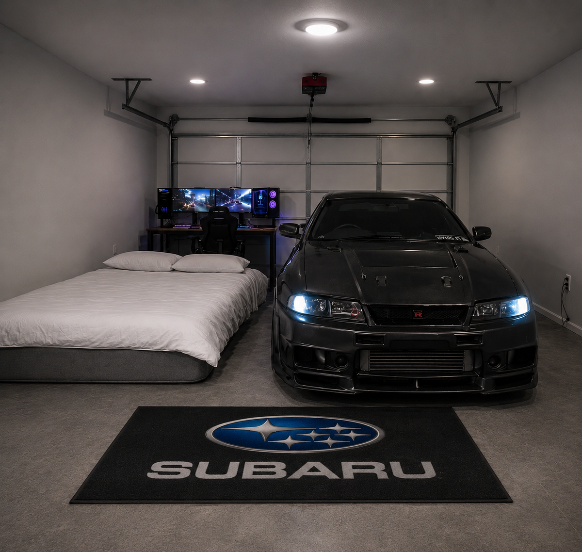 Subaru Garage Floor Mat 5x7 FT (60x87 Inches) Premium Showroom Rug Wall Decor