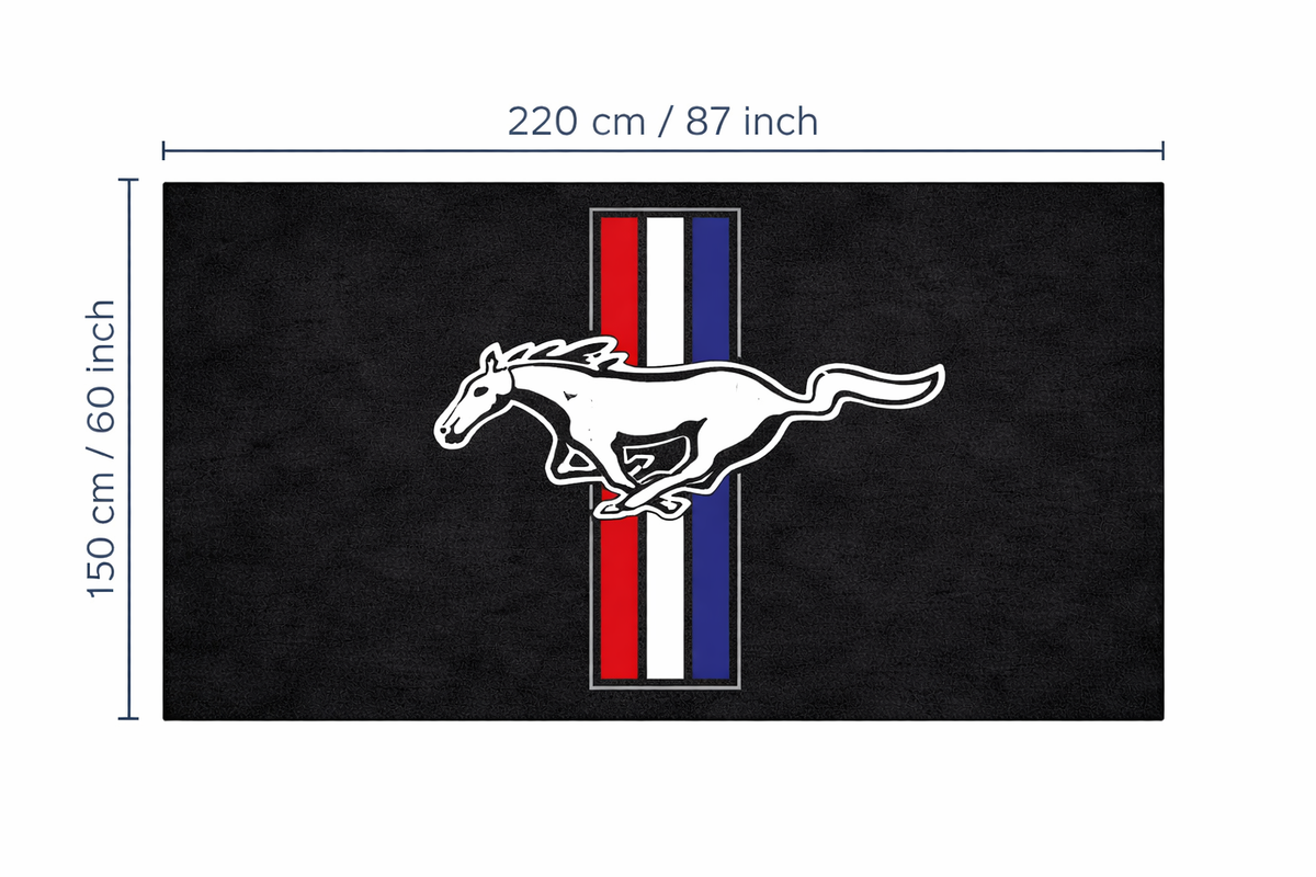 Mustang Garage Floor Mat 5x7 FT (60x87 Inches) Premium Showroom Rug Wall Decor