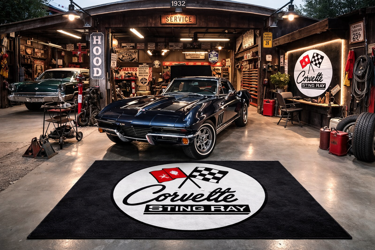 Corvette C2 Stingray Garage Floor Mat 5x7 FT (60x87 Inches)