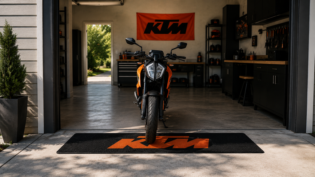 KTM Motorcycle Garage Mat – Premium Garage Floor Protection 32x87 Inch
