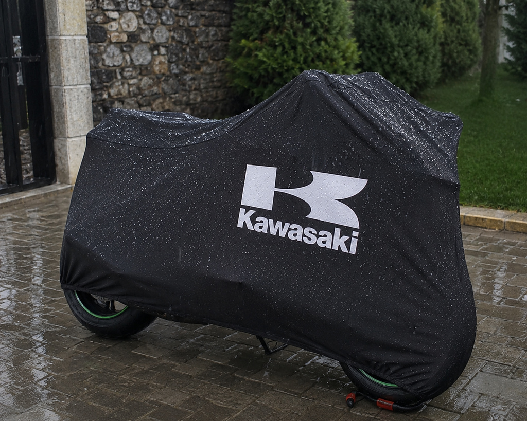 Kawasaki Custom-Fit Outdoor Motorcycle Cover – Waterproof All-Weather Protection