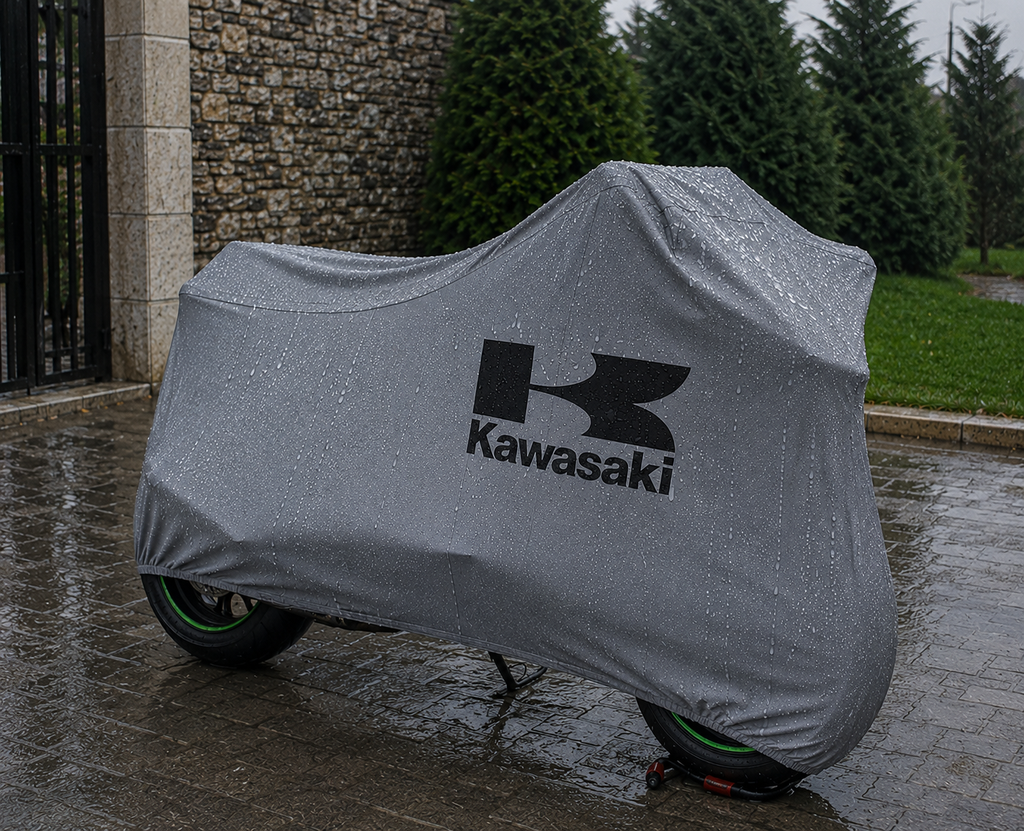 Kawasaki Custom-Fit Outdoor Motorcycle Cover – Waterproof All-Weather Protection