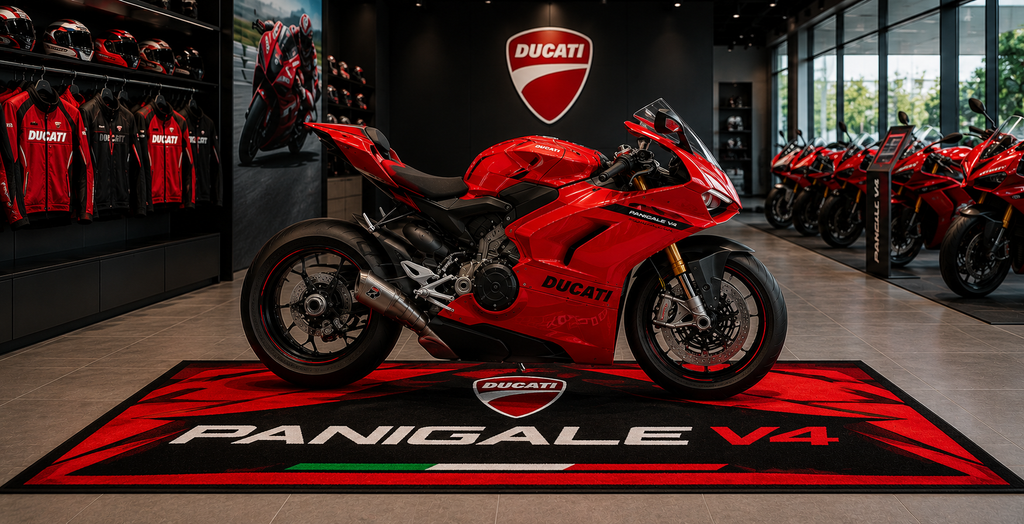 Ducati Panigale V4 Motorcycle Garage Mat – Premium Garage Floor Protection 32x87 Inch