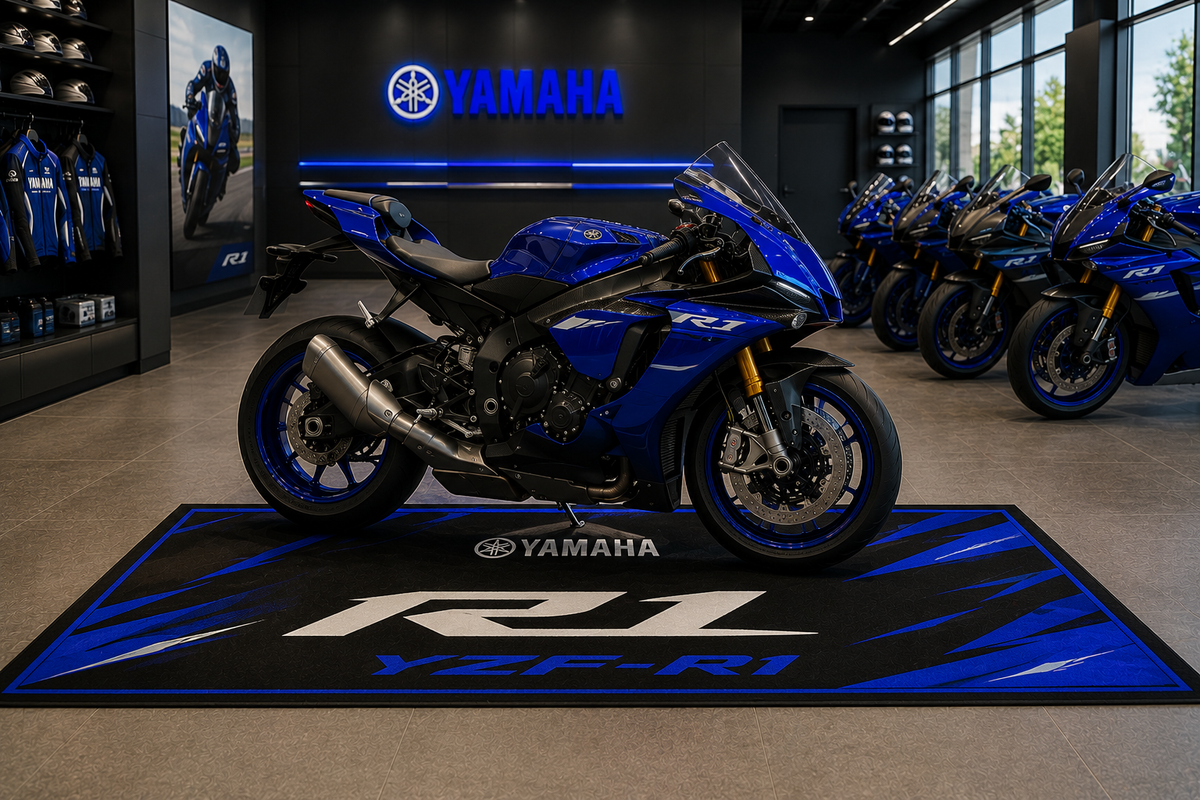 Yamaha YZF-R1 Motorcycle Garage Mat – Premium Garage Floor Protection 32x87 Inch