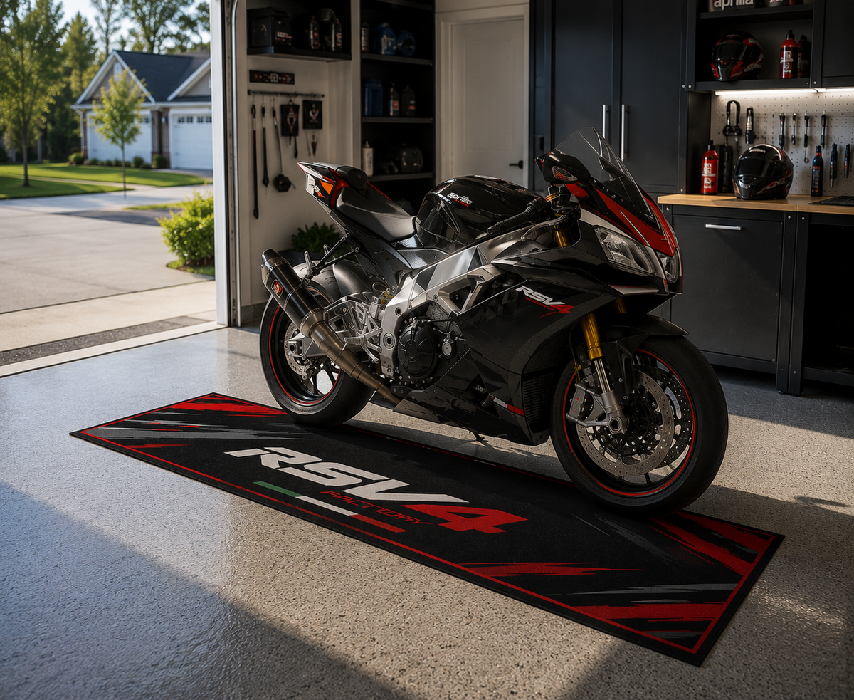 Aprilia RSV4 Motorcycle Garage Mat – Premium Garage Floor Protection 32x87 Inch