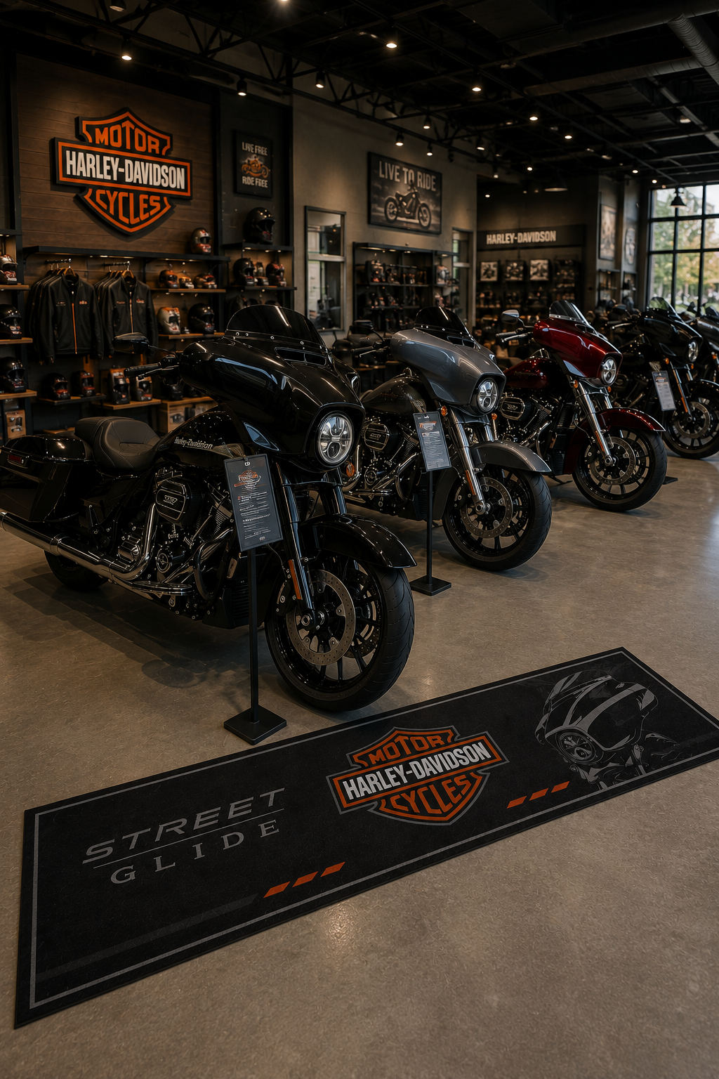 Harley Davidson Streed Glide Motorcycle Garage Mat – Premium Garage Floor Protection 32x87 Inch