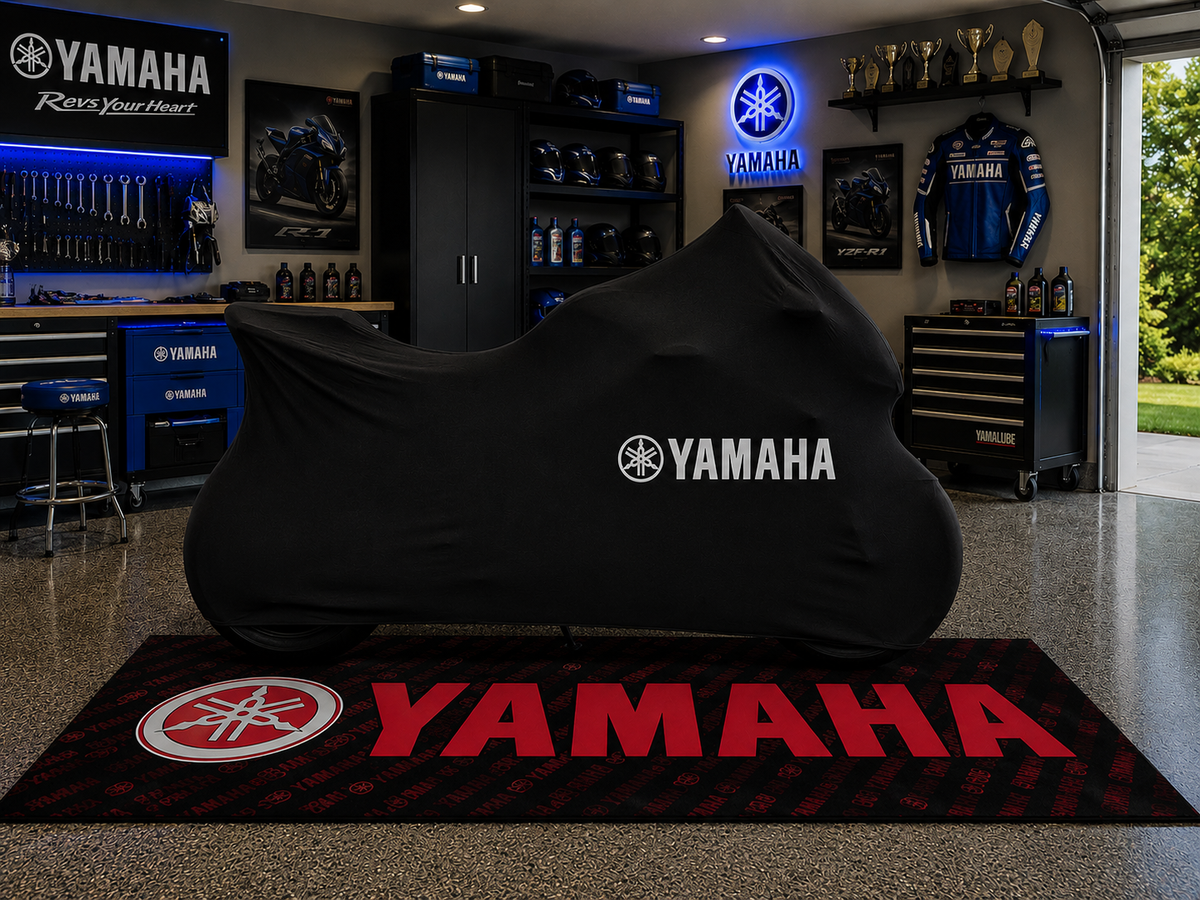 YAMAHA Motorcycle Rug & Cover BUNDLE – Choose Indoor or Outdoor Cover