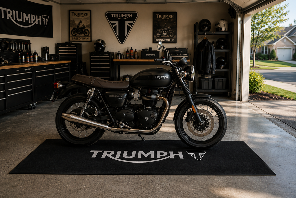 Triumph Motorcycle Garage Mat – Premium Garage Floor Protection 32x87 Inch