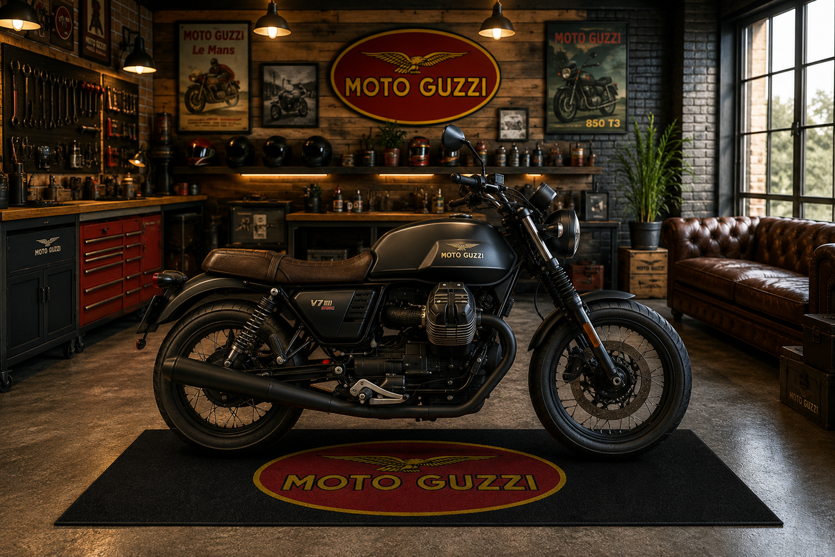 Moto Guzzi Motorcycle Garage Mat – Premium Garage Floor Protection 32x87 Inch