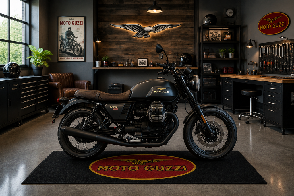 Moto Guzzi Motorcycle Garage Mat – Premium Garage Floor Protection 32x87 Inch