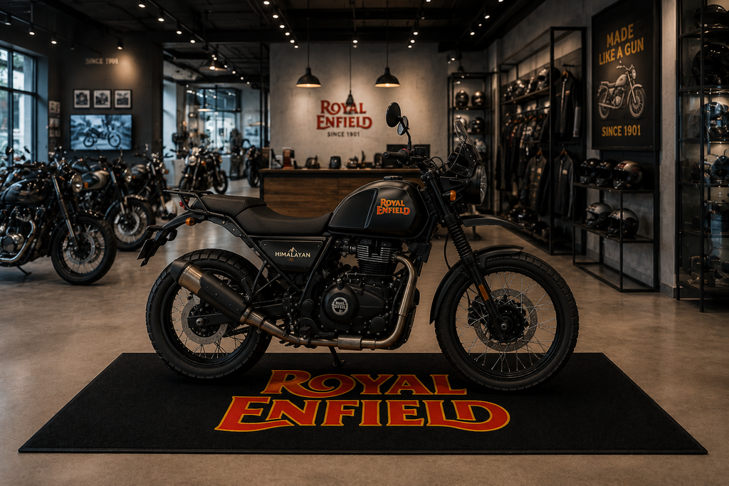 Royal Enfield Motorcycle Garage Mat – Premium Garage Floor Protection 32x87 Inch