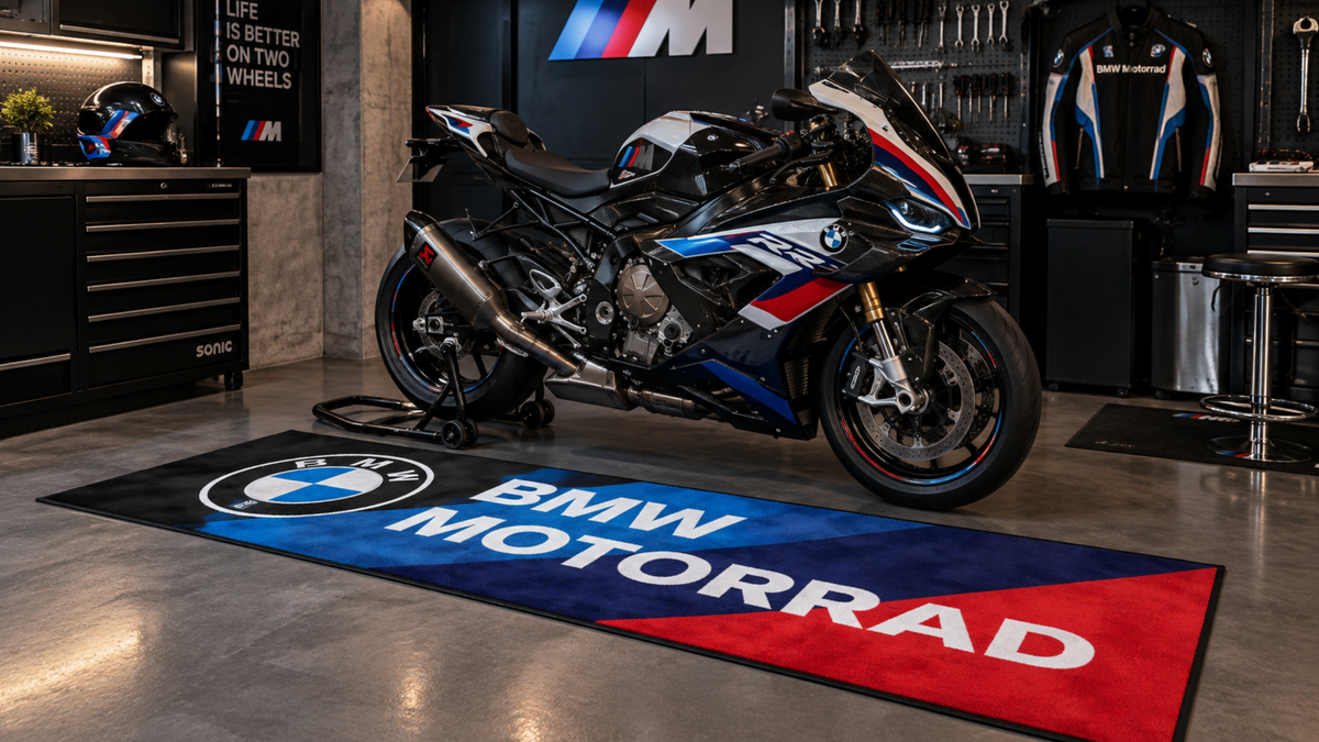 BMW M Motorcycle Luxury Rug 32×87 INCH Home, Garage & Display Carpet