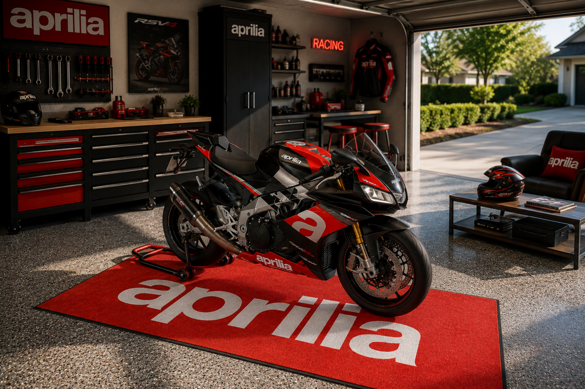Aprilia Motorcycle Garage Mat – Premium Garage Floor Protection 32x87 Inch