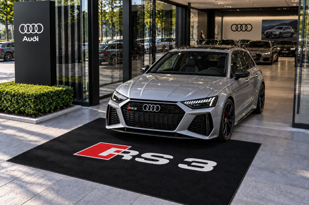 Audi Garage Floor Mat 5x7 FT (60x87 Inches) Premium Showroom Rug & Wall Decor