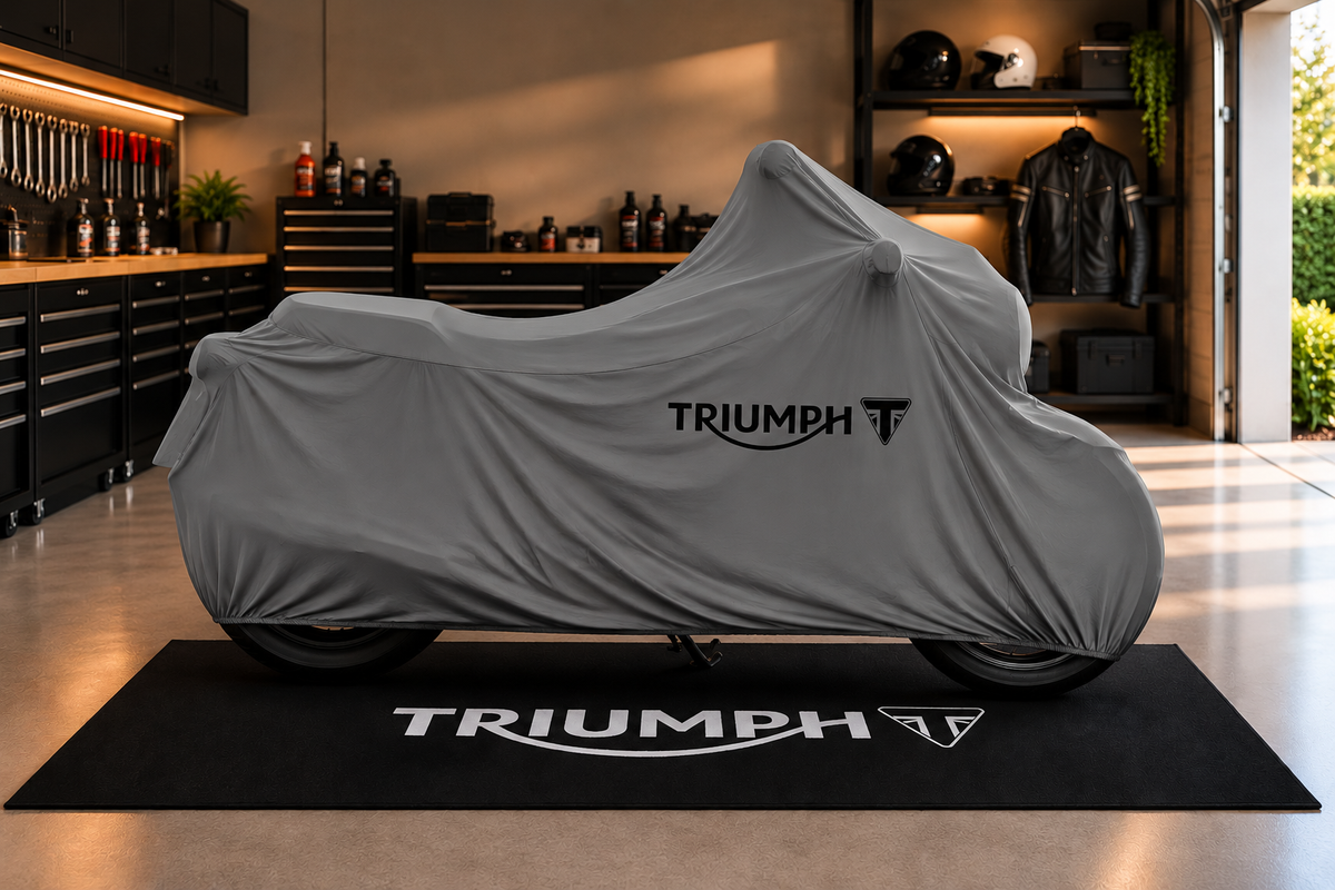Triumph Motorcycle Rug & Cover BUNDLE – Choose Indoor or Outdoor Cover