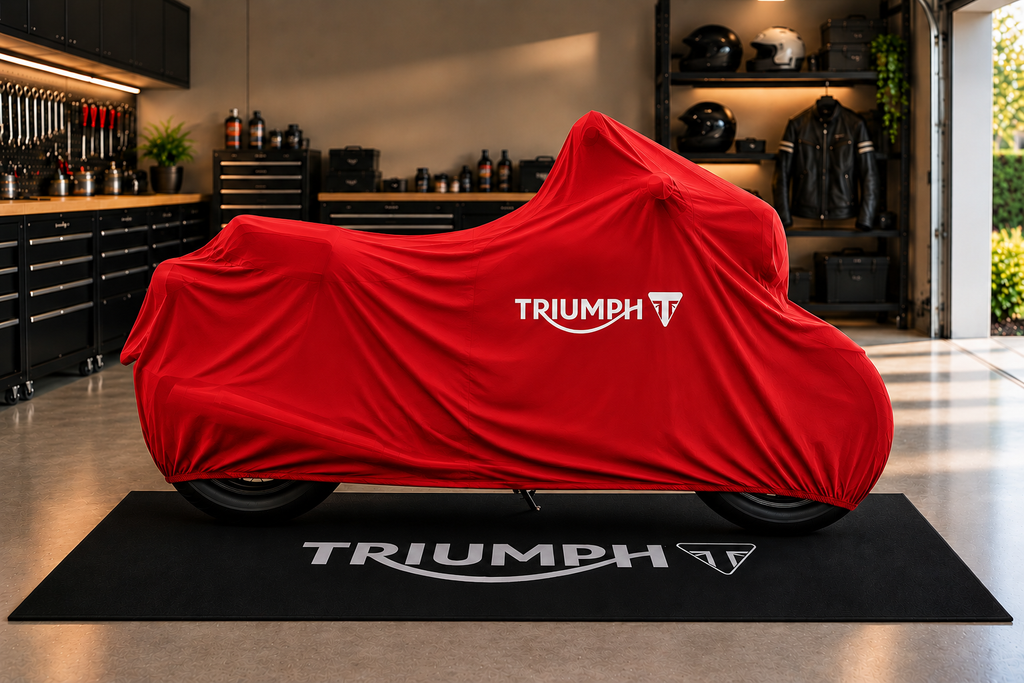 Triumph Motorcycle Rug & Cover BUNDLE – Choose Indoor or Outdoor Cover