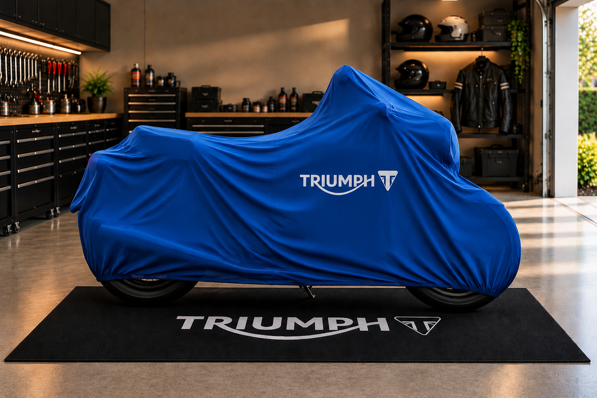 Triumph Motorcycle Rug & Cover BUNDLE – Choose Indoor or Outdoor Cover