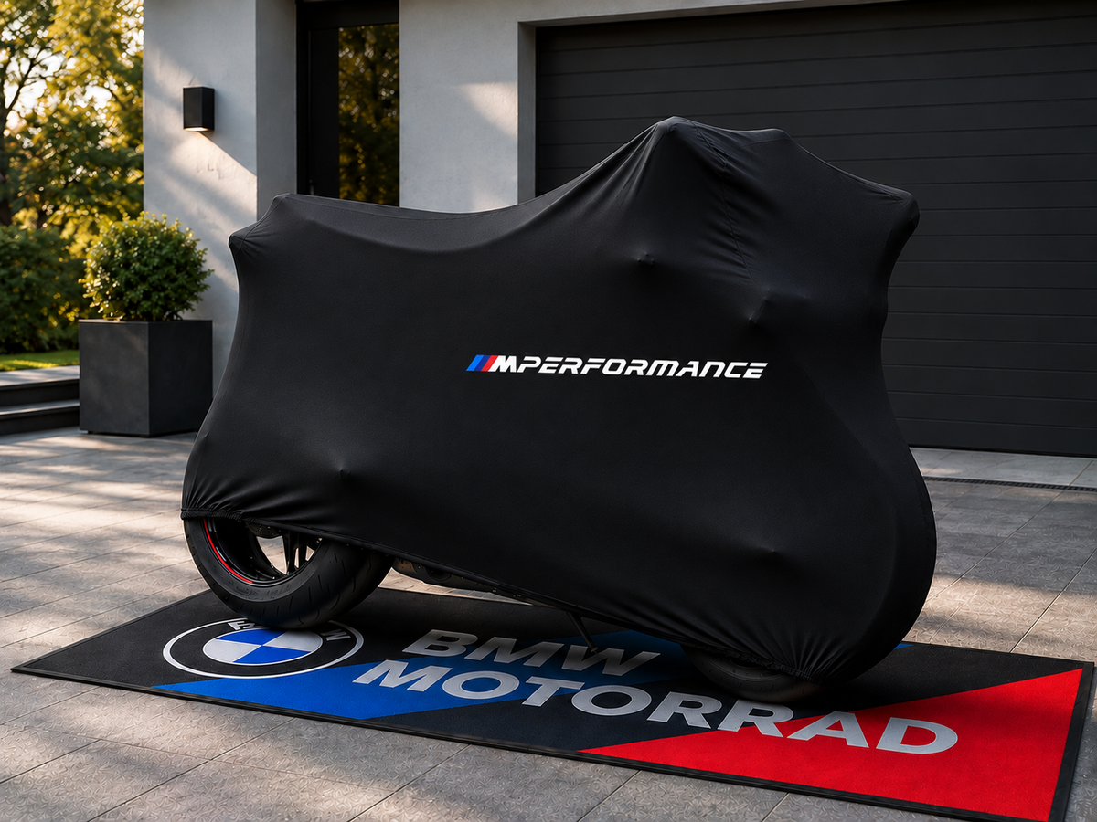 BMW M Motorcycle Rug & Cover BUNDLE – Choose Indoor or Outdoor Cover
