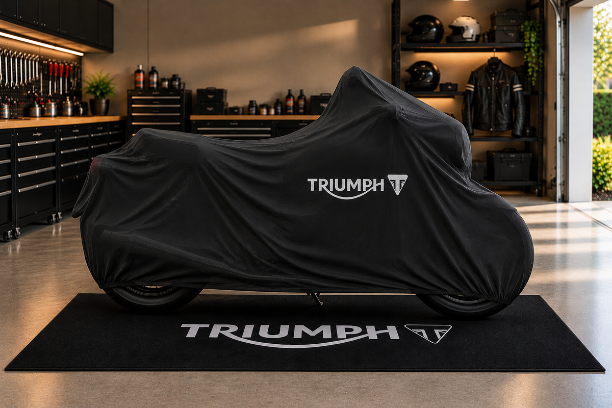 Triumph Motorcycle Rug & Cover BUNDLE – Choose Indoor or Outdoor Cover