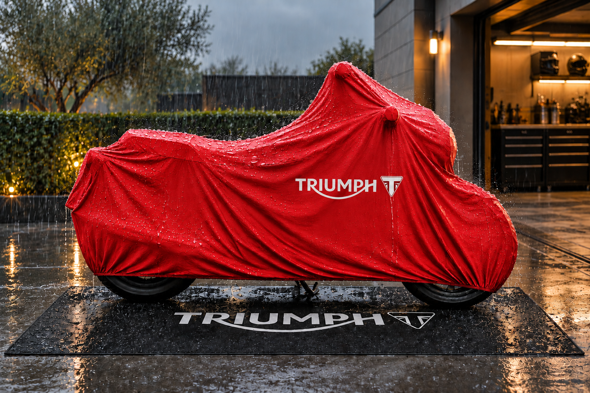 Triumph Motorcycle Rug & Cover BUNDLE – Choose Indoor or Outdoor Cover