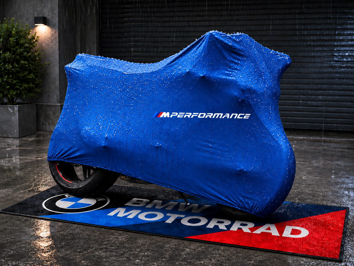 BMW M Motorcycle Rug & Cover BUNDLE – Choose Indoor or Outdoor Cover