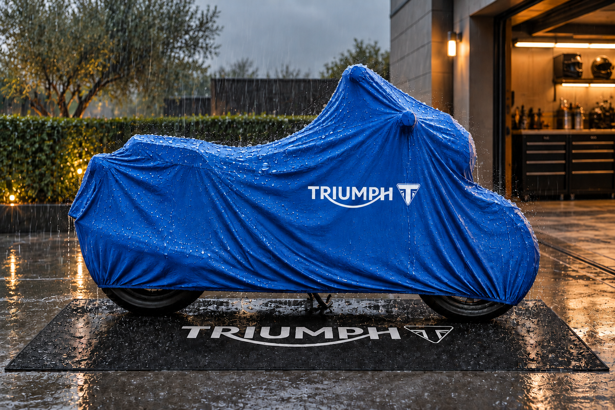 Triumph Motorcycle Rug & Cover BUNDLE – Choose Indoor or Outdoor Cover