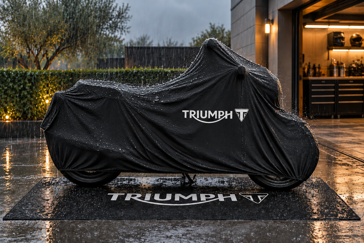 Triumph Motorcycle Rug & Cover BUNDLE – Choose Indoor or Outdoor Cover