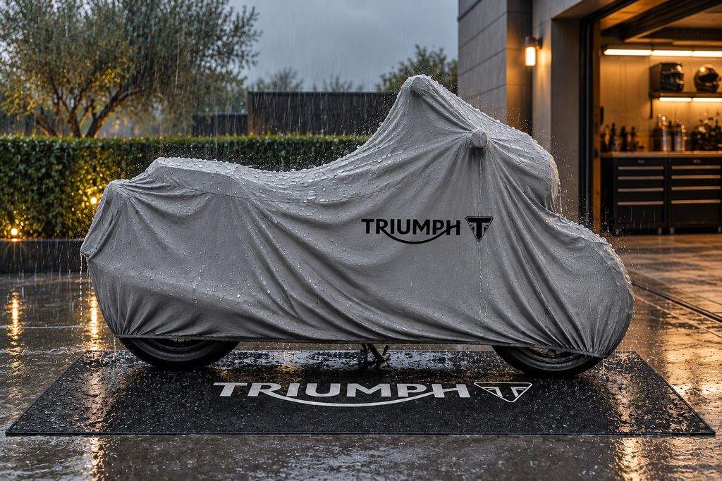 Triumph Motorcycle Rug & Cover BUNDLE – Choose Indoor or Outdoor Cover