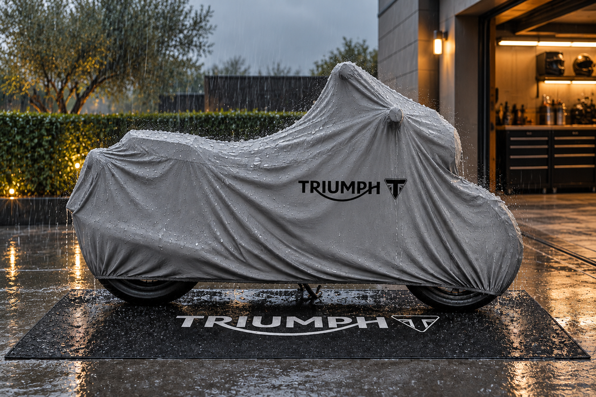 Triumph Motorcycle Rug & Cover BUNDLE – Choose Indoor or Outdoor Cover