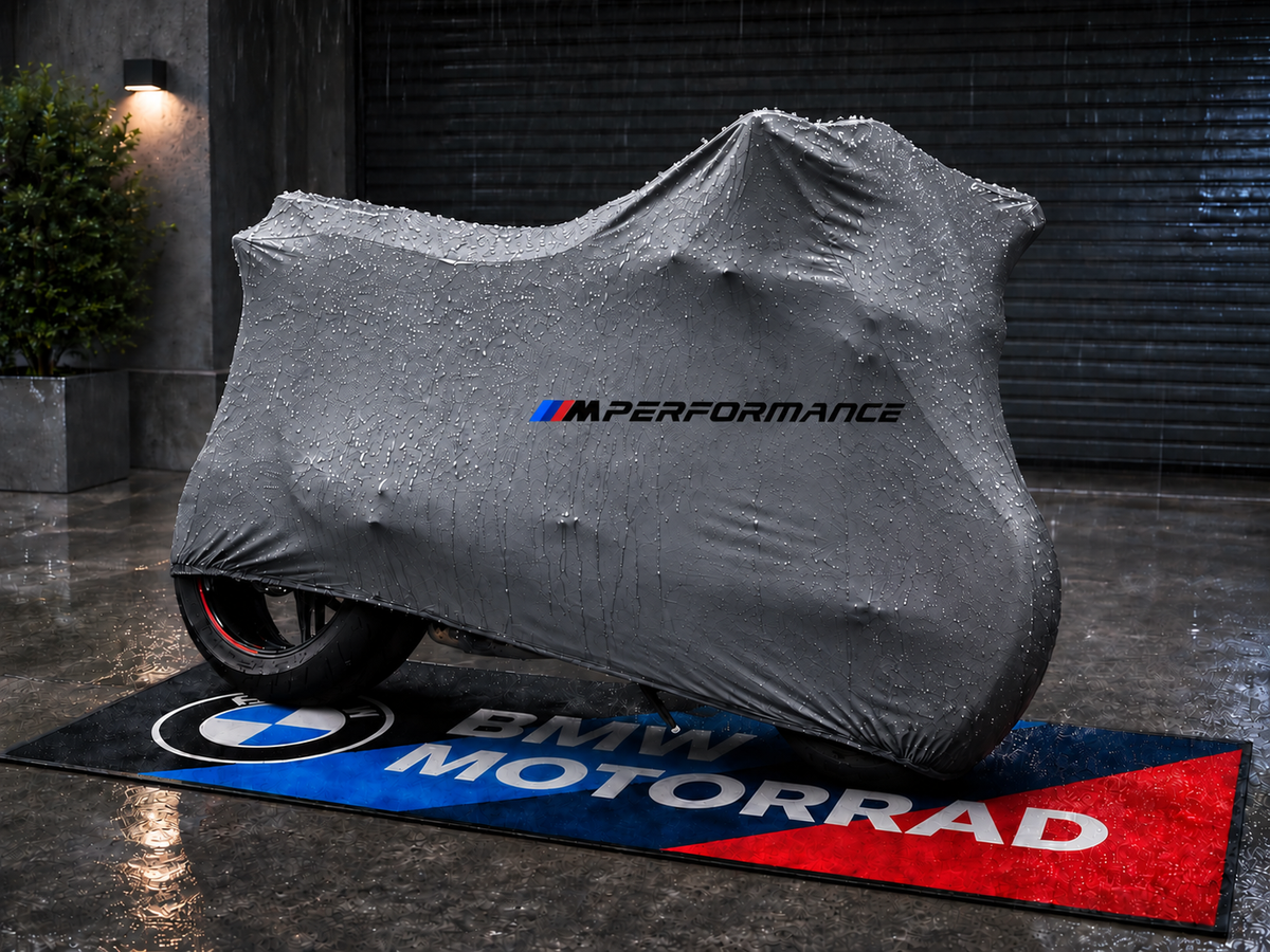 BMW M Motorcycle Rug & Cover BUNDLE – Choose Indoor or Outdoor Cover