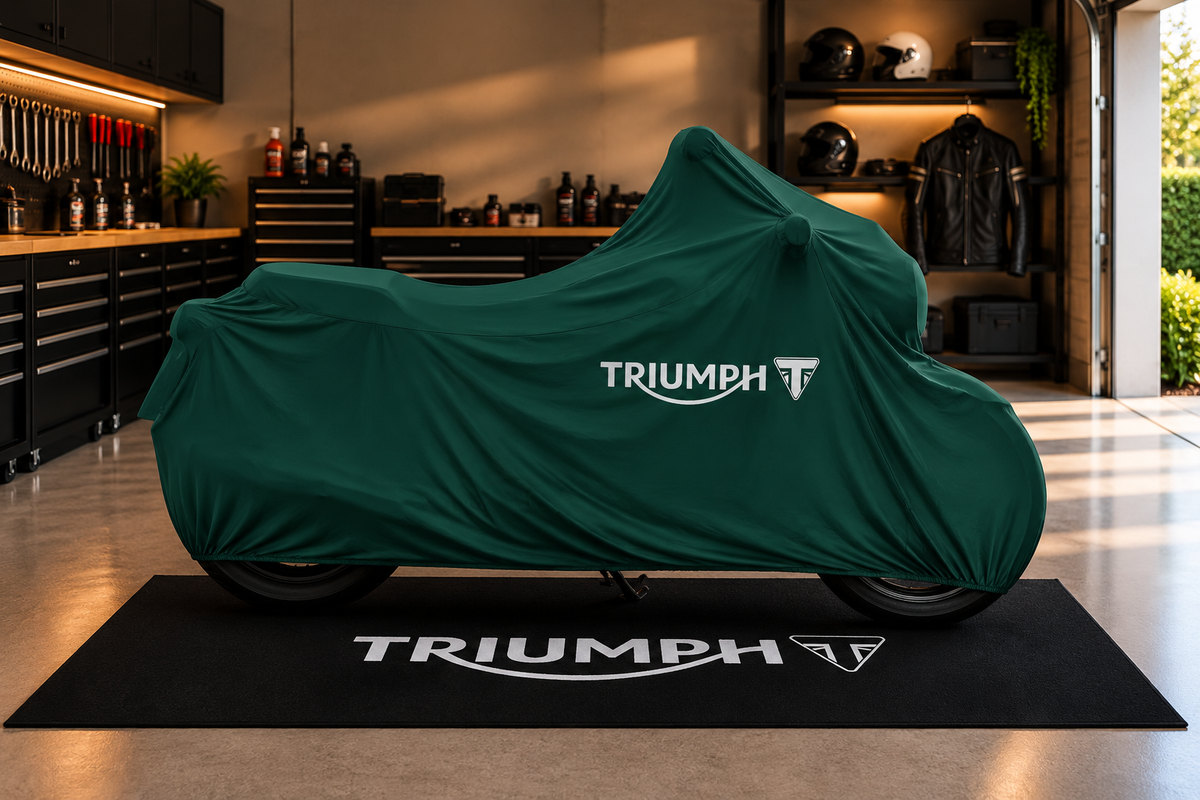 Triumph Motorcycle Rug & Cover BUNDLE – Choose Indoor or Outdoor Cover